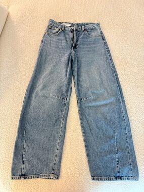 Zara Barrel Leg Jeans in Grey Blue